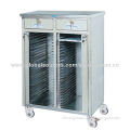CE/ISO stainless steel medical record holder trolley with 48 shelves